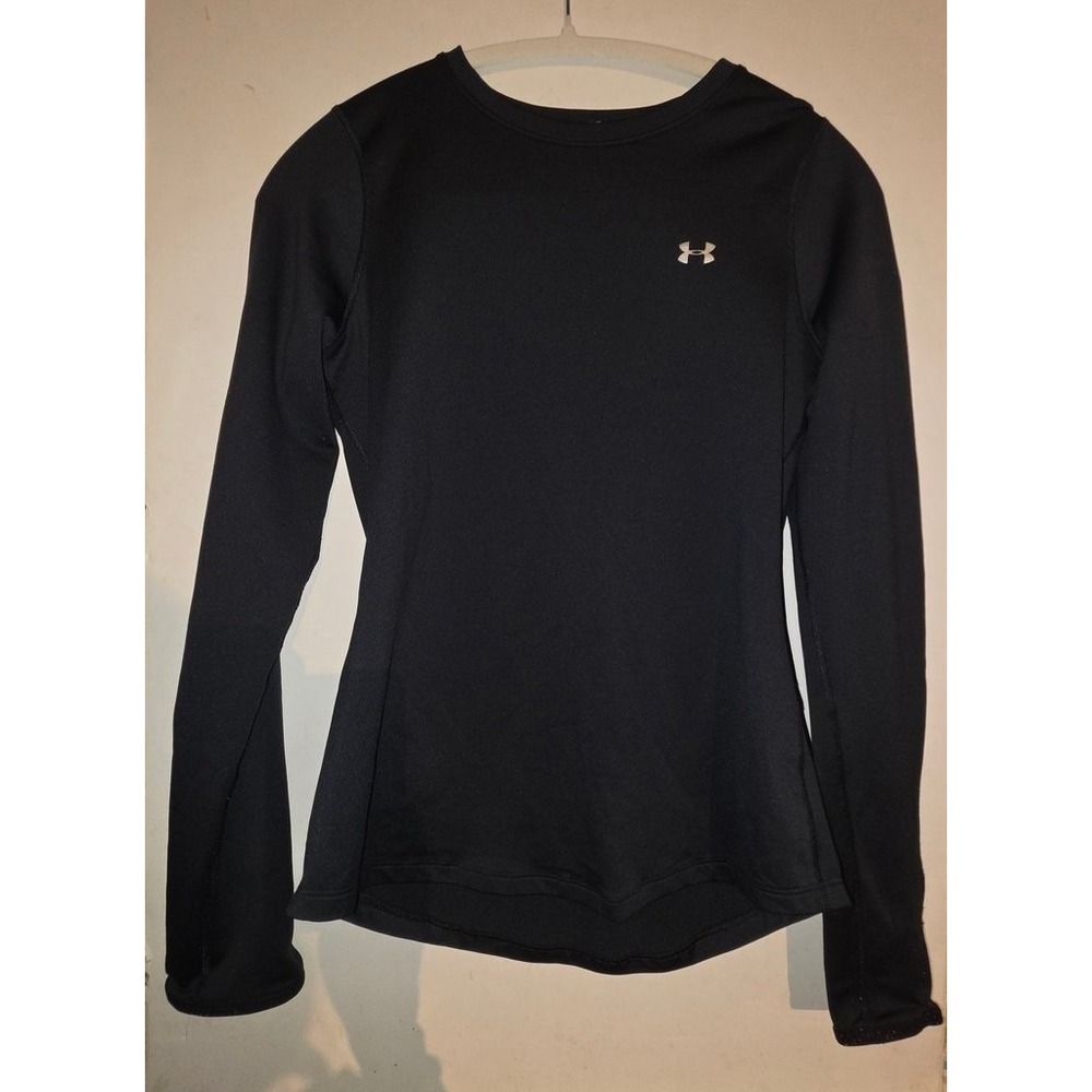 Under Armour ColdGear Fitted Long Sleeve Shirt Mens Small Black Activewear Base